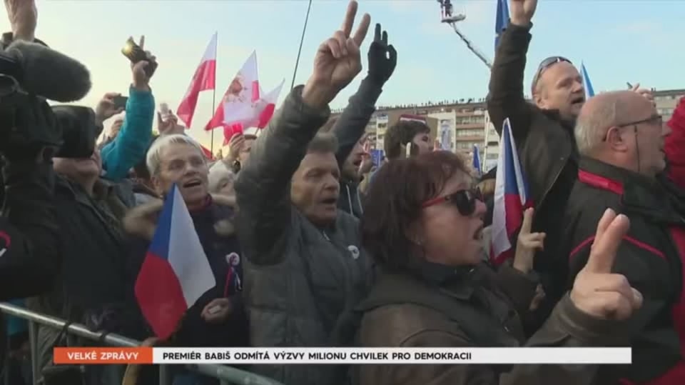 18. 11. 2019 VELKÉ ZPRÁVY: PREMIÉR BABIŠ ODMÍTÁ VÝZVY MILIONU CHVILEK PRO DEMOKRACII